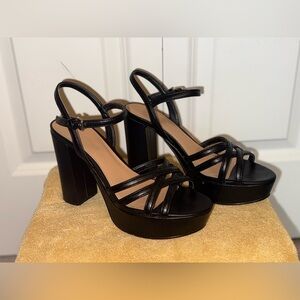 Marc Fisher Black Strappy Platform Heels